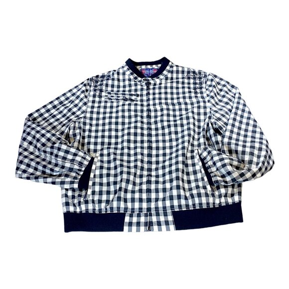 English Laundry Jacket Mens XL Black White Plaid Gingham Windbreaker Jammer - Picture 1 of 16